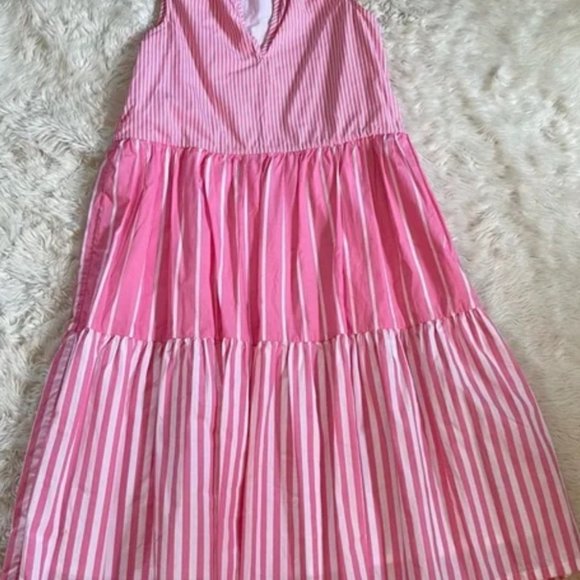 J. Crew Tiered Popover Dress in Pink and White Stripe - Size Small - Picture 4 of 10